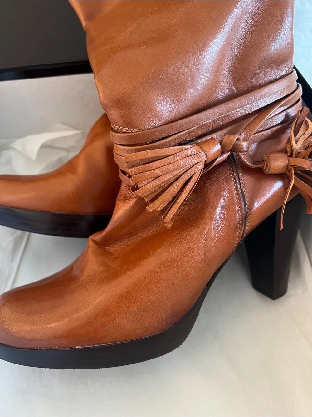 Lorenzo Masiero Women’s Tall Brown Leather High-Heel Boots. EU Women’s size 38.